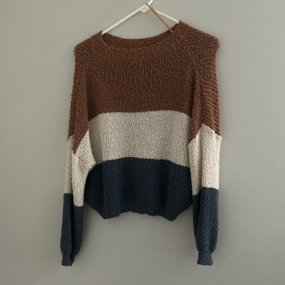 Debut Brown and Cream Crew Neck Sweater